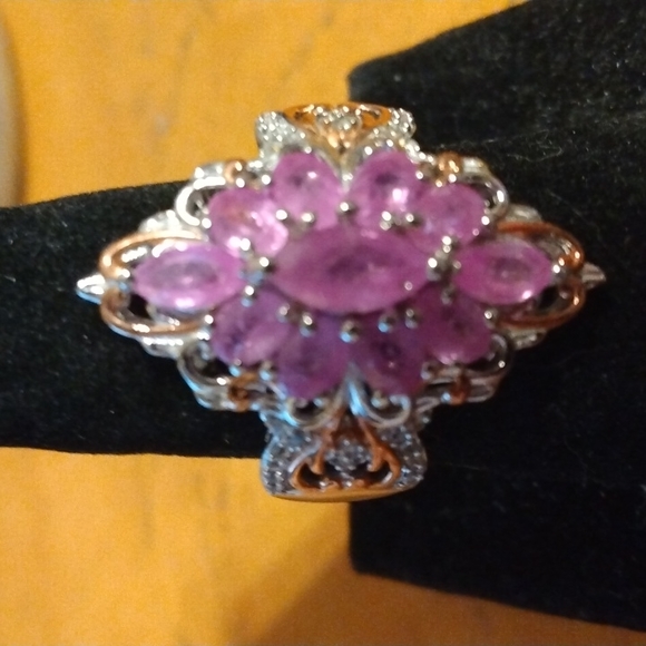 Stamped .925 Ilakaka Sapphire and Diamond Ring7.2 Grams